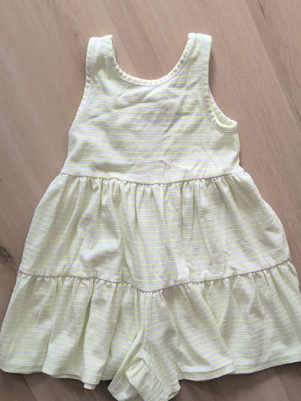 Tucker + Tate 3T Neon Green White Stripe Jumper Dress